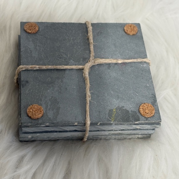Slate Square Coasters - Dark Gray Stack by - Picture 3 of 4